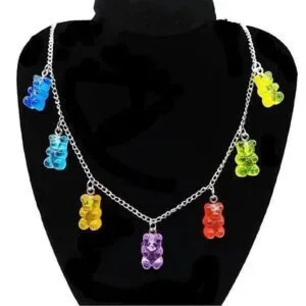 Cute Jelly Bear Gummy Necklace?Resin Stainless Steel 18
